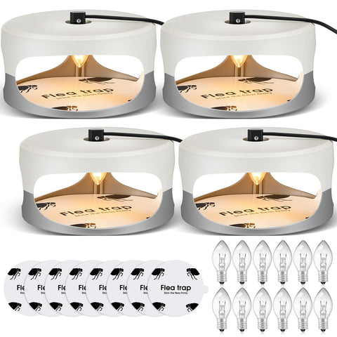 Kittmip 4-pack flea traps for indoors, safe around pets, discreet home protection