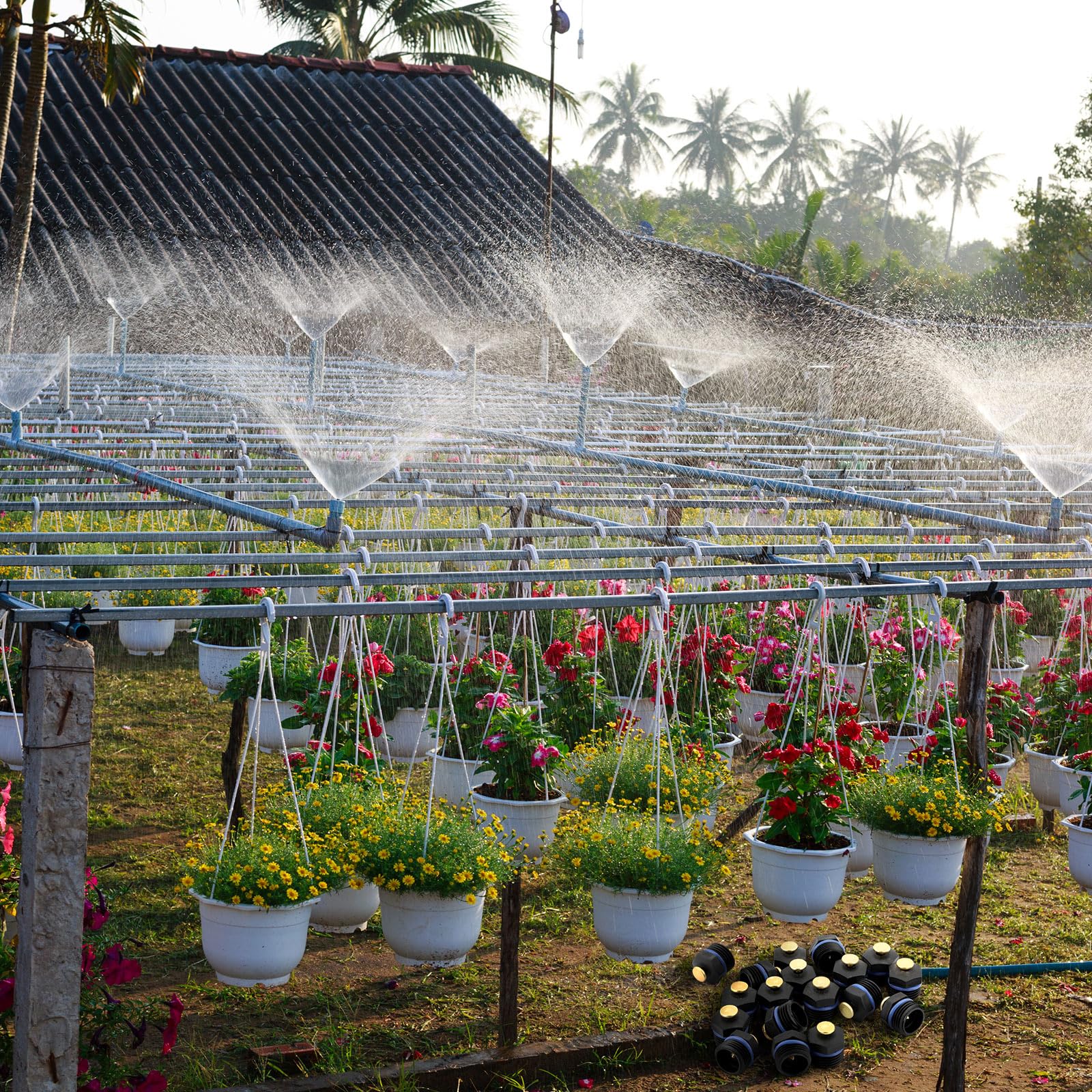 Kittmip agricultural and lawn nozzle for efficient moisture delivery.