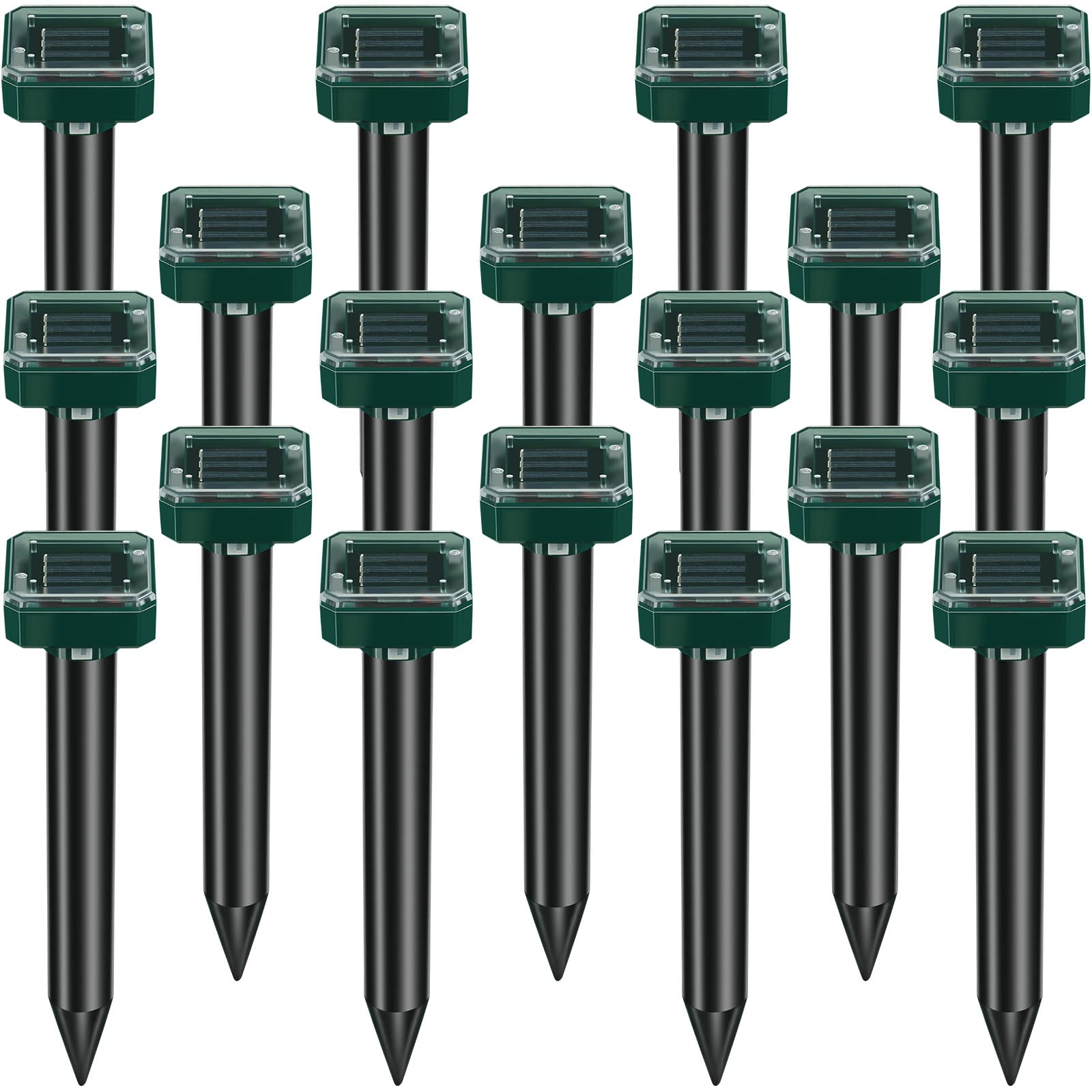 Kittmip solar-powered mole repellent top view demonstrates compact weatherproof design for yards.