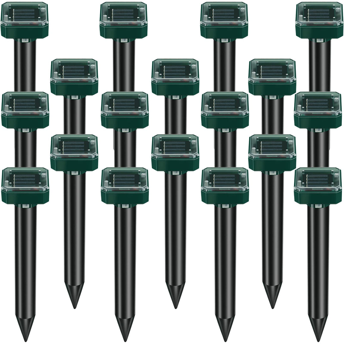Kittmip solar-powered mole repellent top view demonstrates compact weatherproof design for yards.