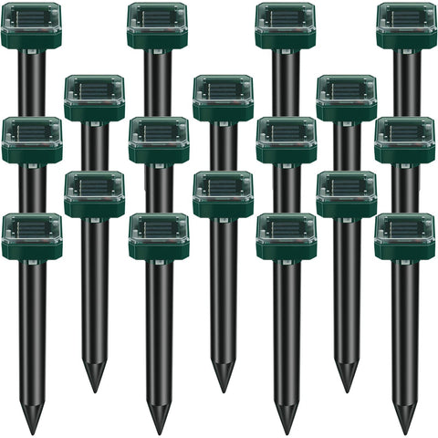 Kittmip solar-powered mole repellent top view demonstrates compact weatherproof design for yards.