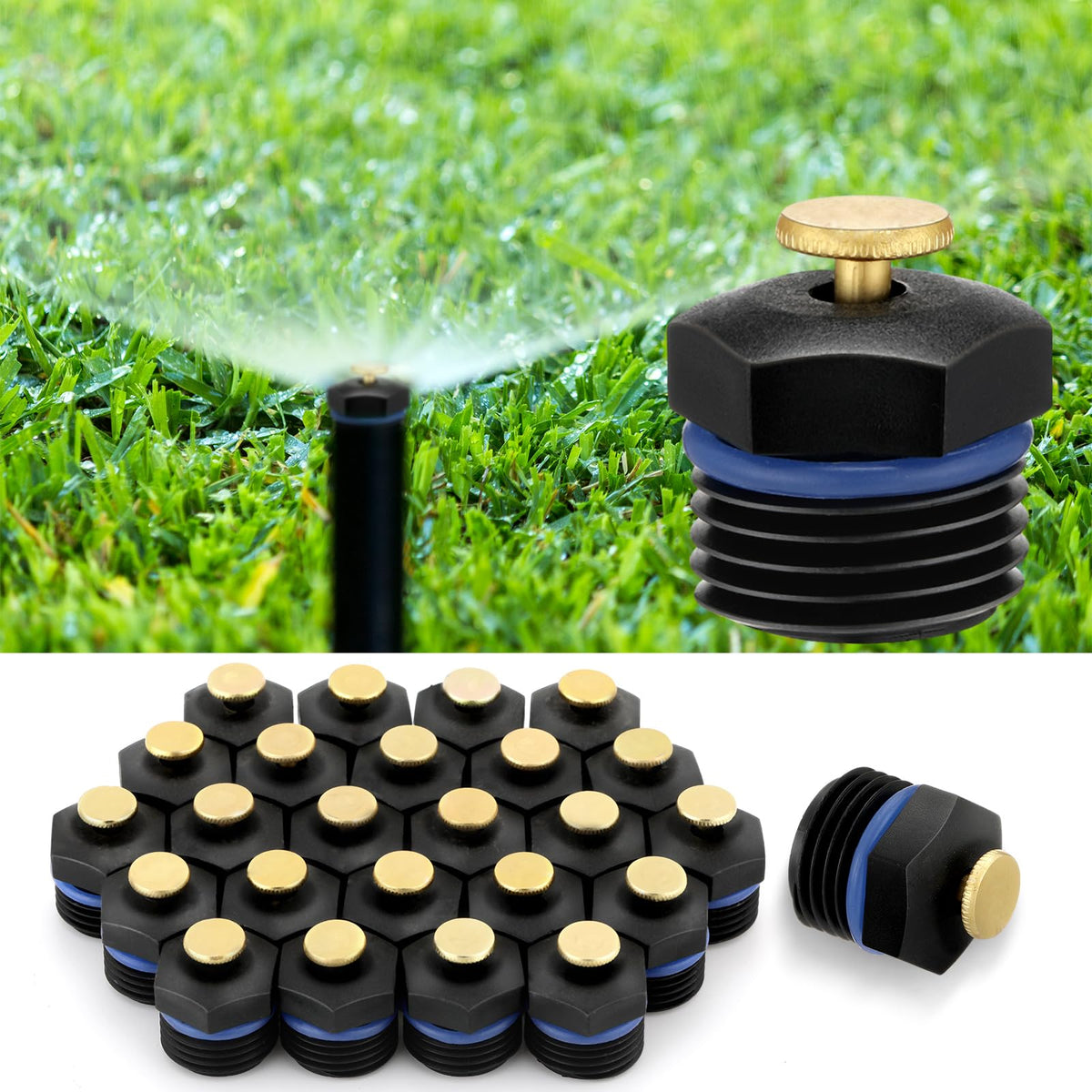 Kittmip sprinkler nozzle half-inch connection for efficient lawn irrigation, reducing water waste.