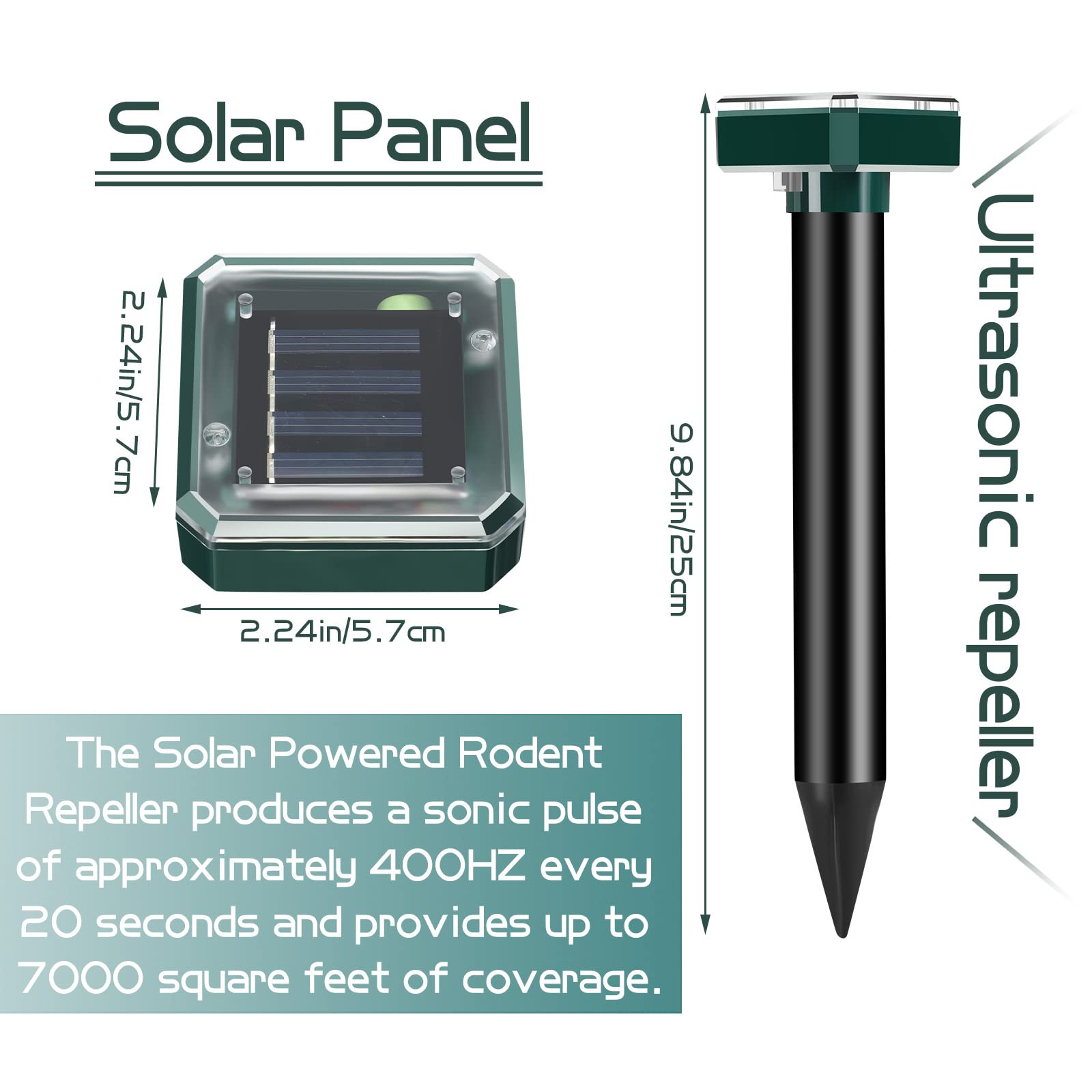 Kittmip ultrasonic stake in garden soil helps deter burrowing pests.
