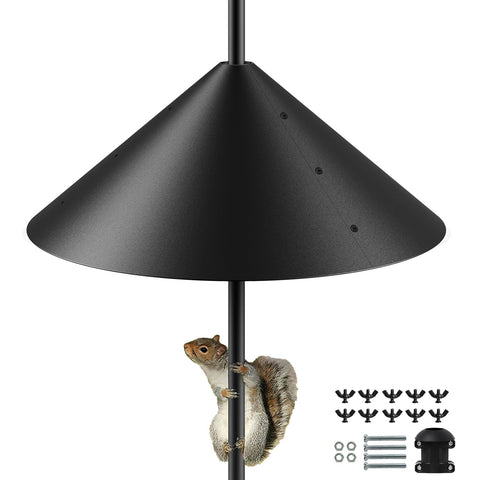 KITVONA 19-inch metal squirrel baffle front view deters persistent chewers and protects backyard feeders.
