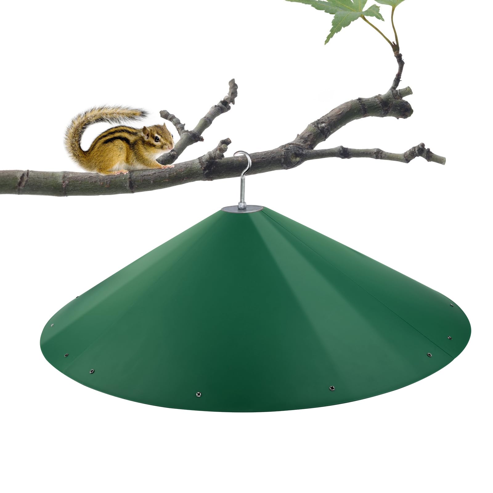 KITVONA 24-inch green baffle; side view deters squirrels from climbing.