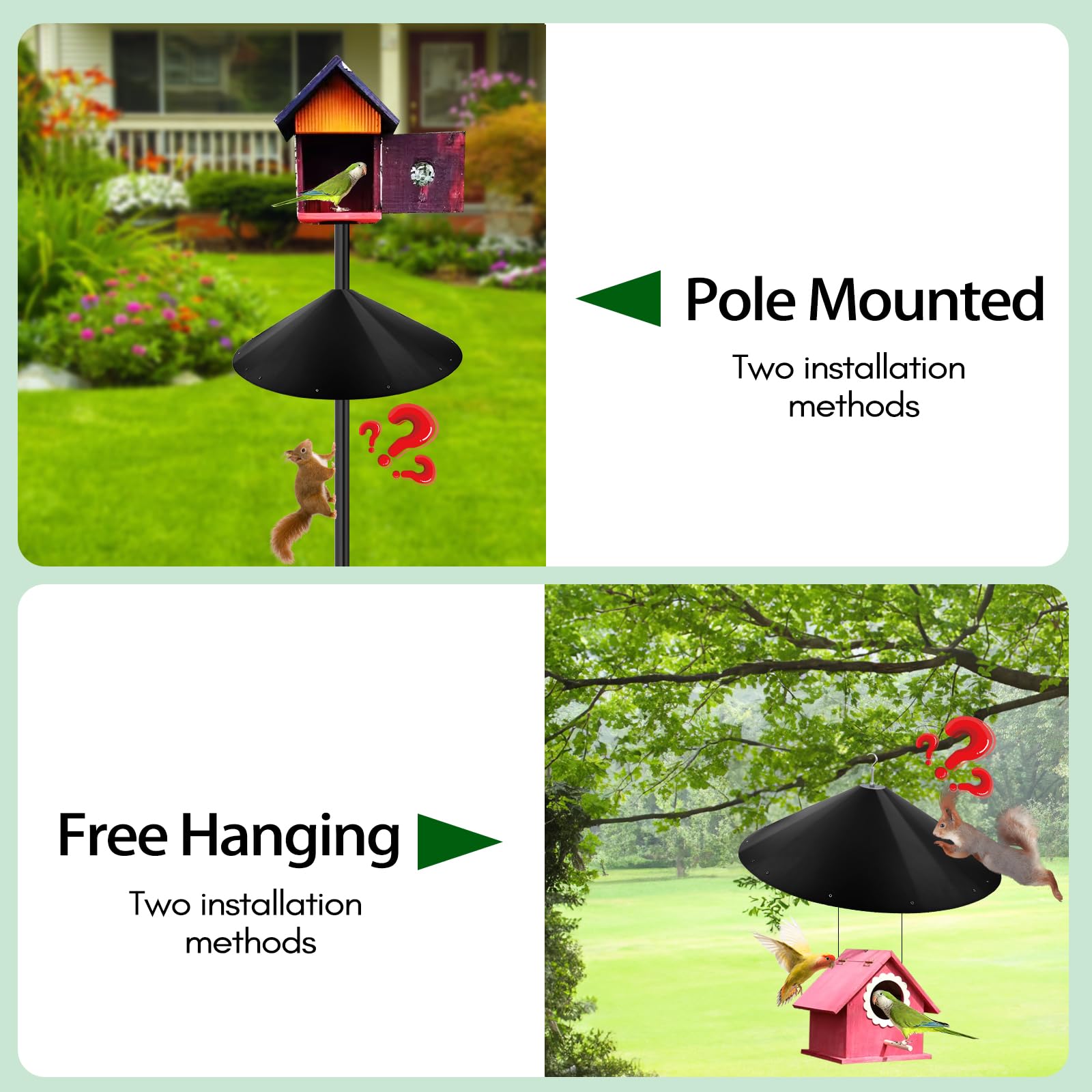 KITVONA black color baffle blends with outdoor decor while protecting birds.