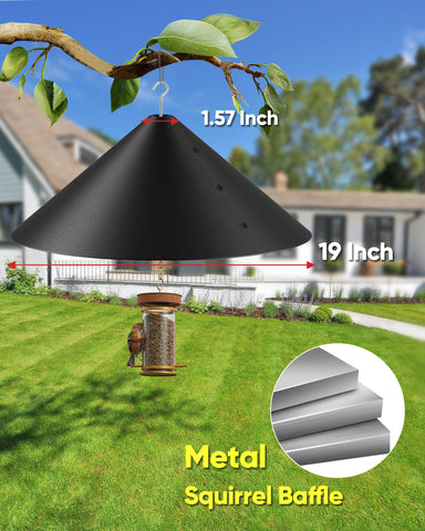 KITVONA metal chew-proof baffle guards feeders against persistent squirrels