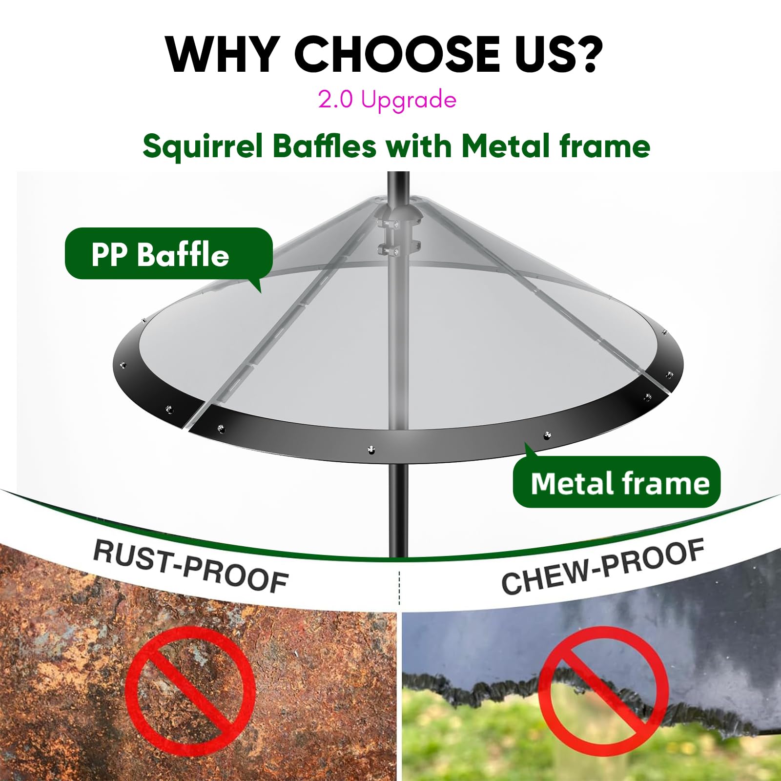 KITVONA metal-frame close-up shows durable, chew-resistant outdoor build.