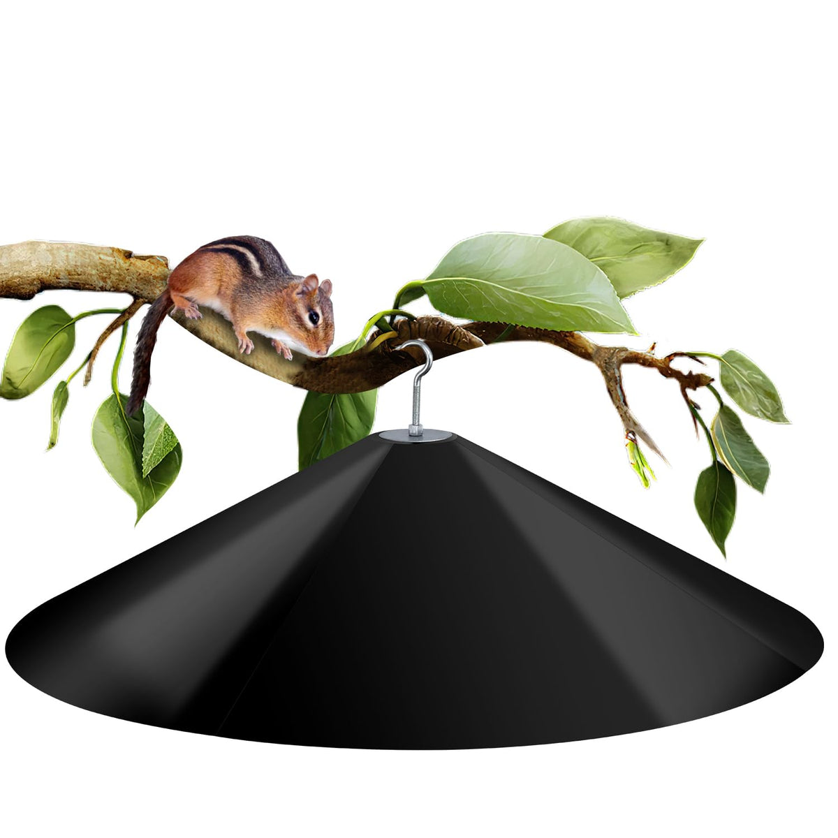 KITVONA 24-inch squirrel baffle with wide diameter blocks squirrels from feeder access.