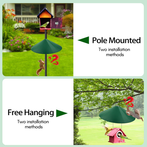 KITVONA squirrel guard with wide diameter; reduces access to bird feeders.