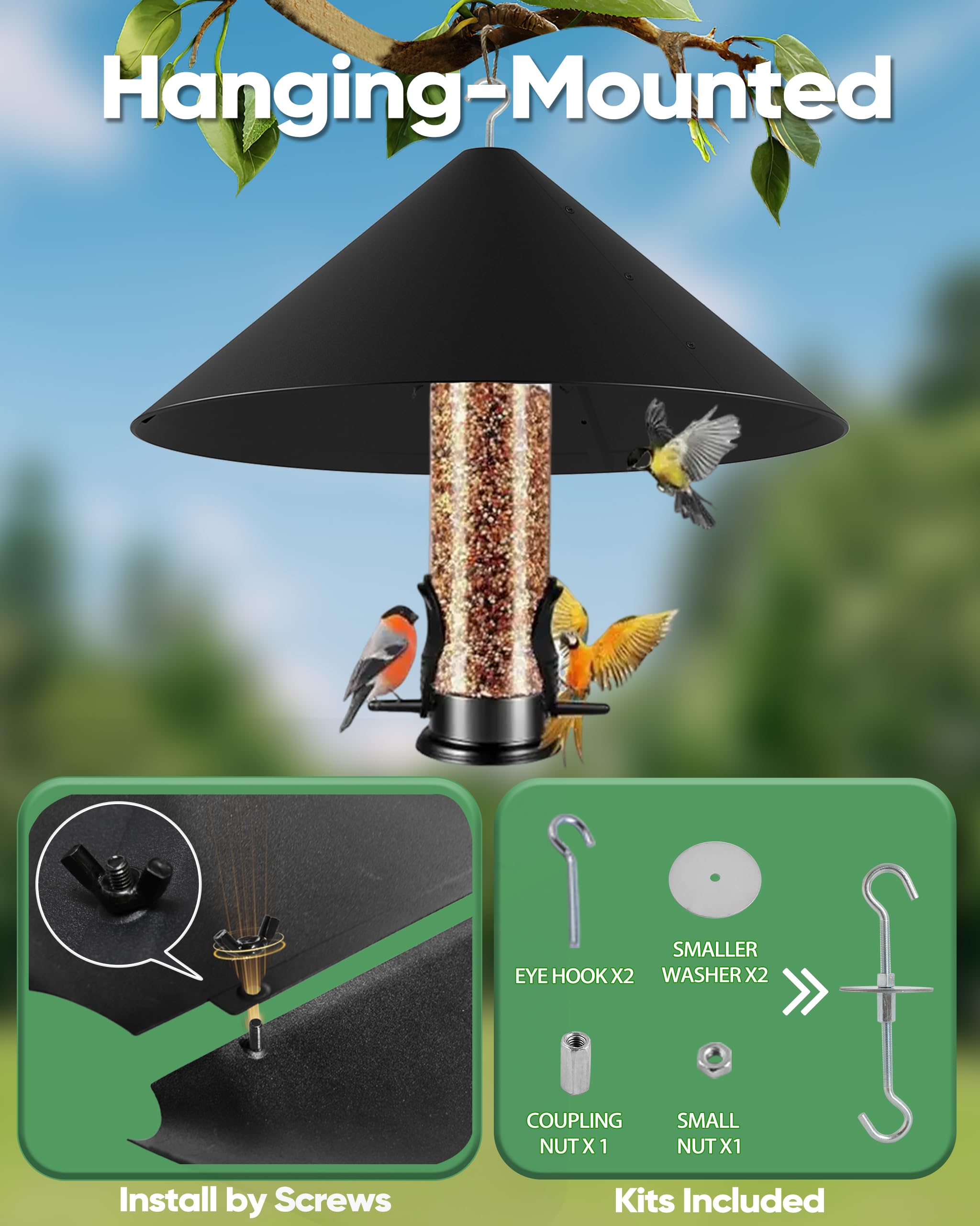 KITVONA universal-compatibility baffle fits most feeder poles