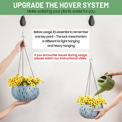 Kitwinney hanging planter pulley system shown for balcony use