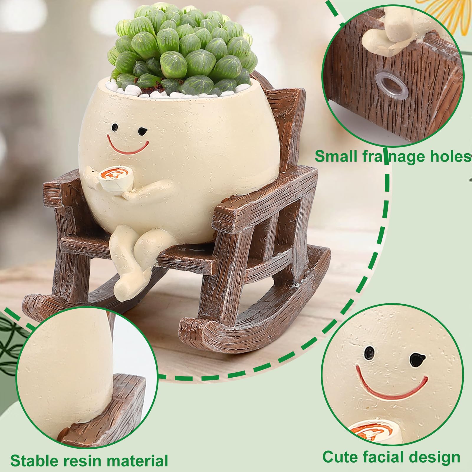 KIUGCO Smily Face Planter showing drainage holes for healthy soil and roots