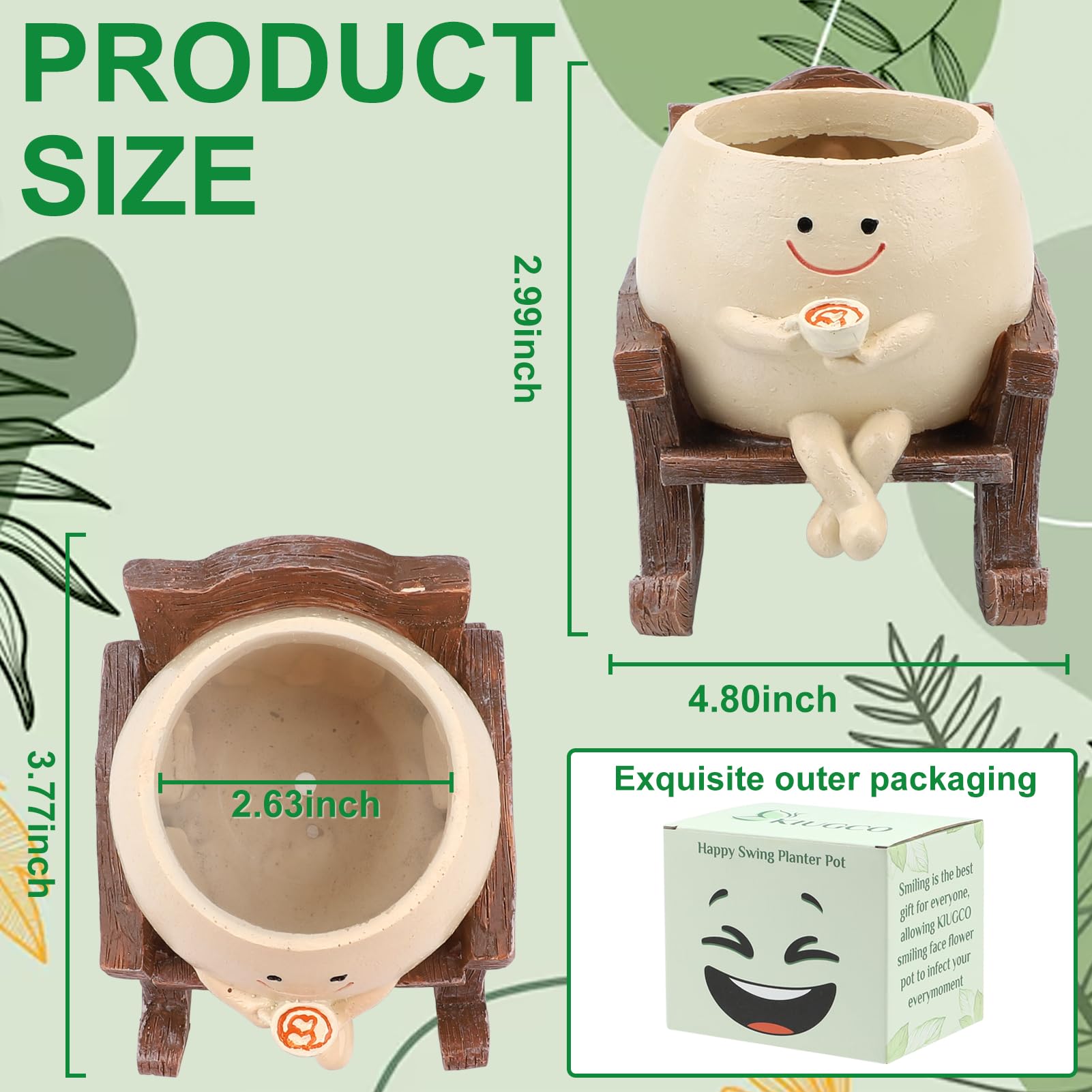 KIUGCO Smily Face Planter made of resin, durable for indoor or outdoor use