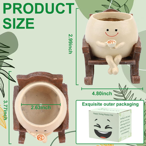 KIUGCO Smily Face Planter made of resin, durable for indoor or outdoor use