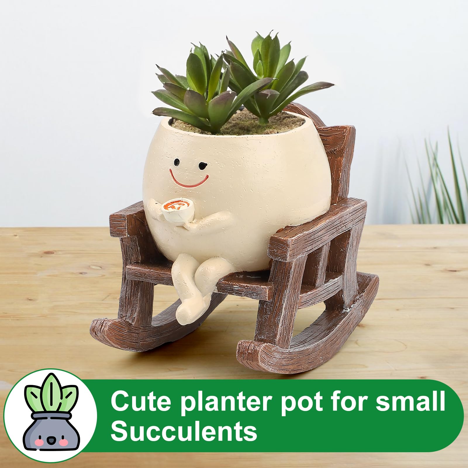 KIUGCO Smily Face Planter suited for succulents and small indoor plants