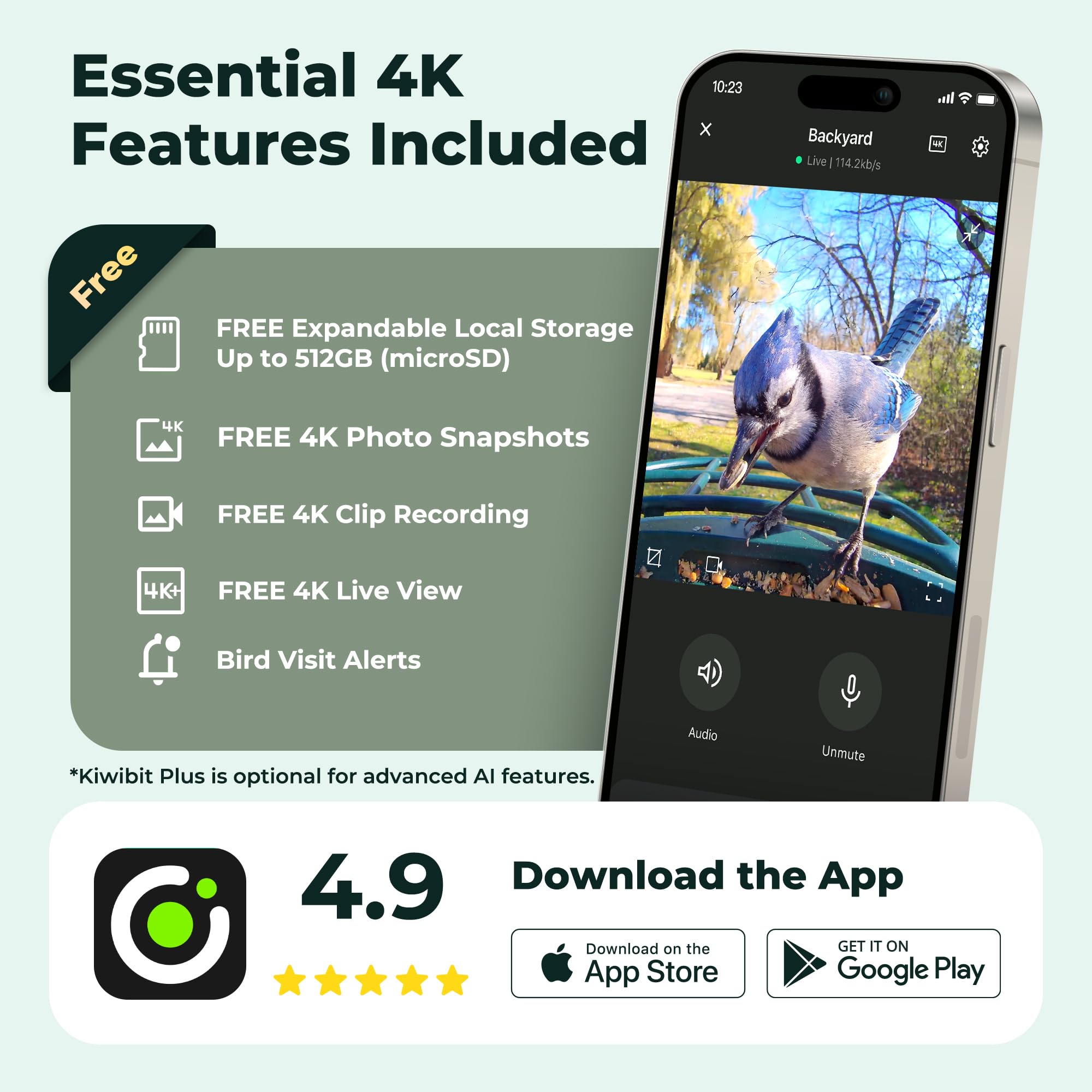 Kiwibit 4K live stream allows sharing footage with friends instantly.