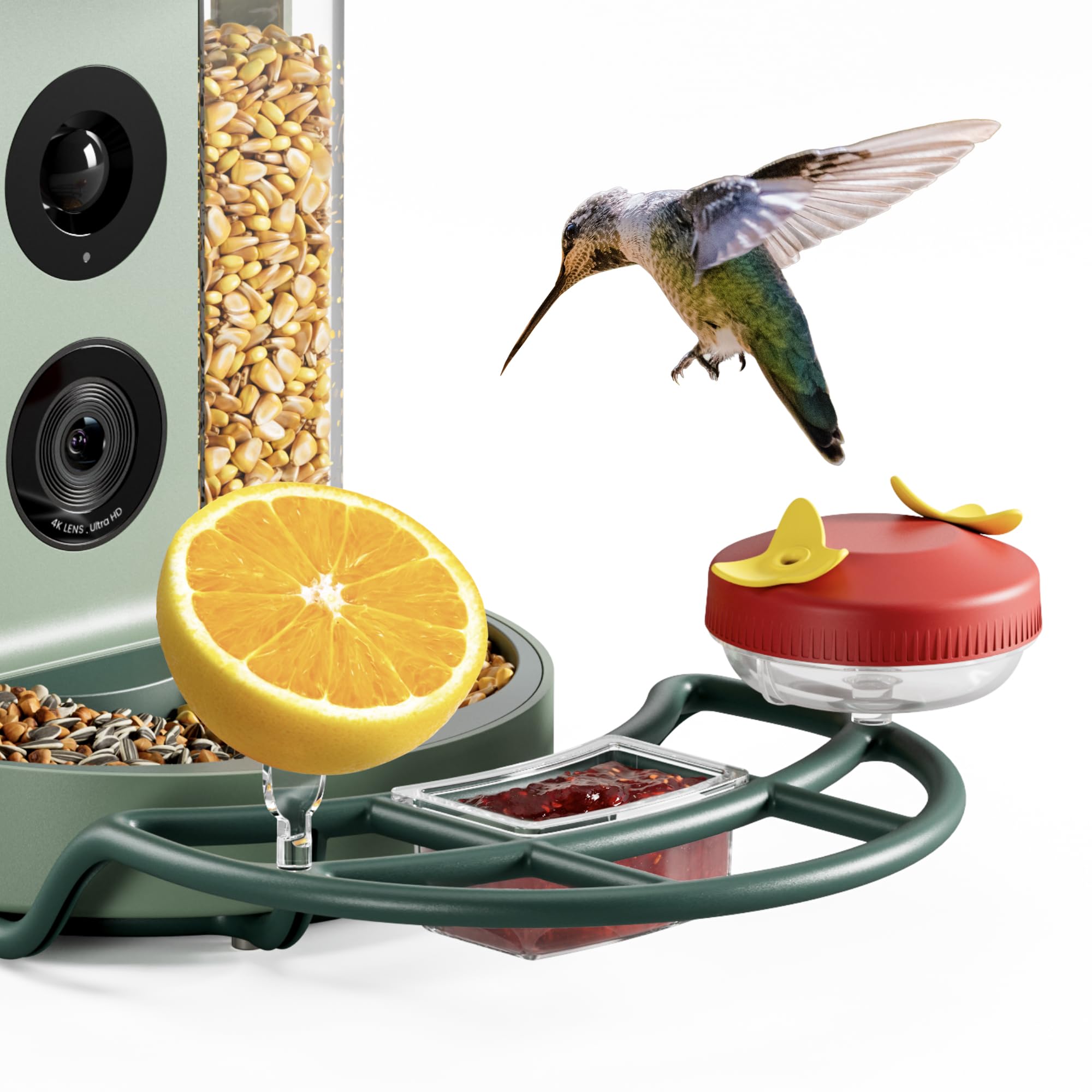 Kiwibit Beako mini hummingbird feeder with dual ports attracts hummingbirds.