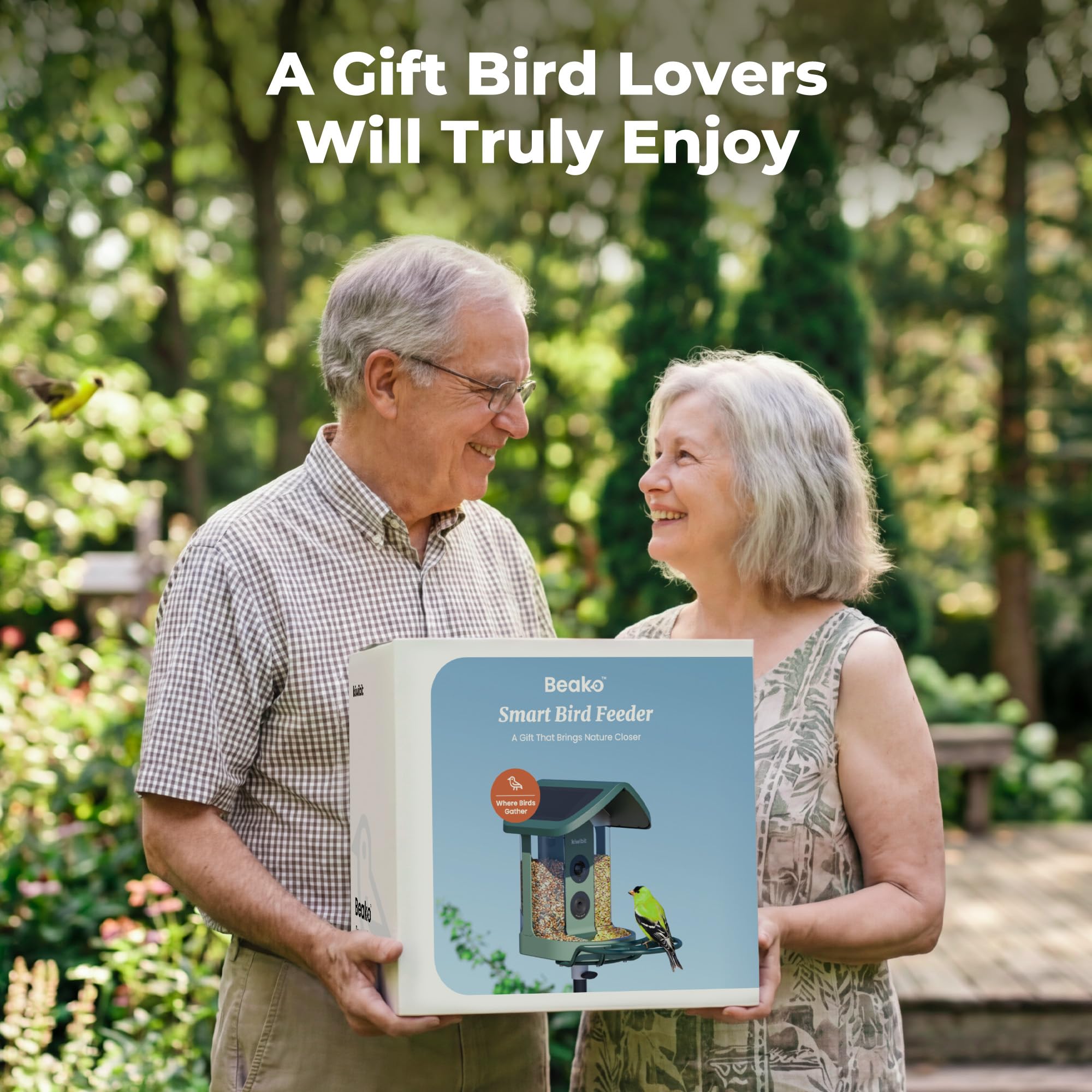 Kiwibit Solar Bird Feeder hopper open reveals 1.5L capacity