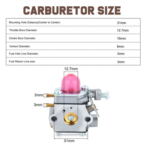Kizut 753-06190 carburetor with Walbro WT-973 connection for reliable fuel flow