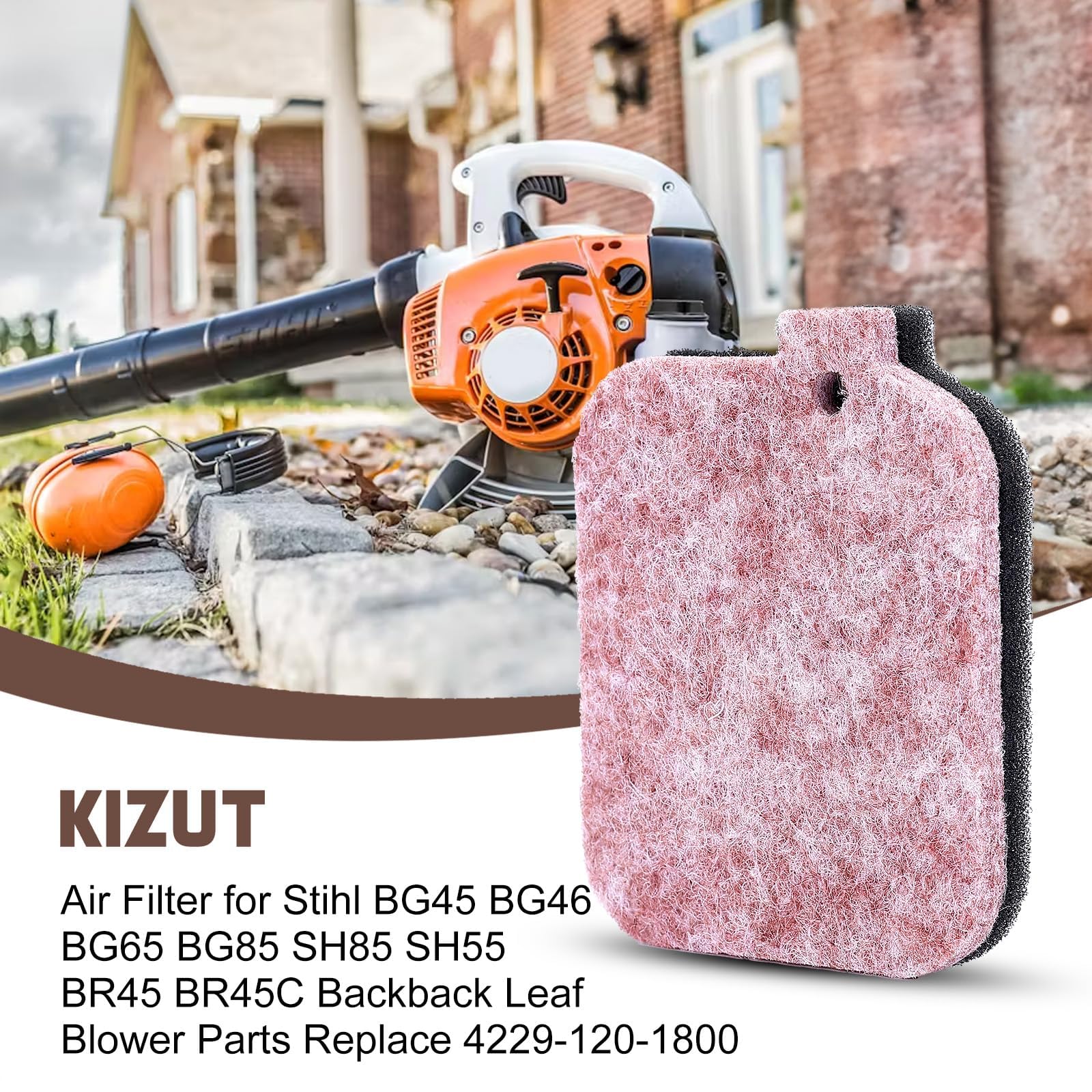 Kizut BG55 air filter dimensions 75x60x12mm for precise fit.