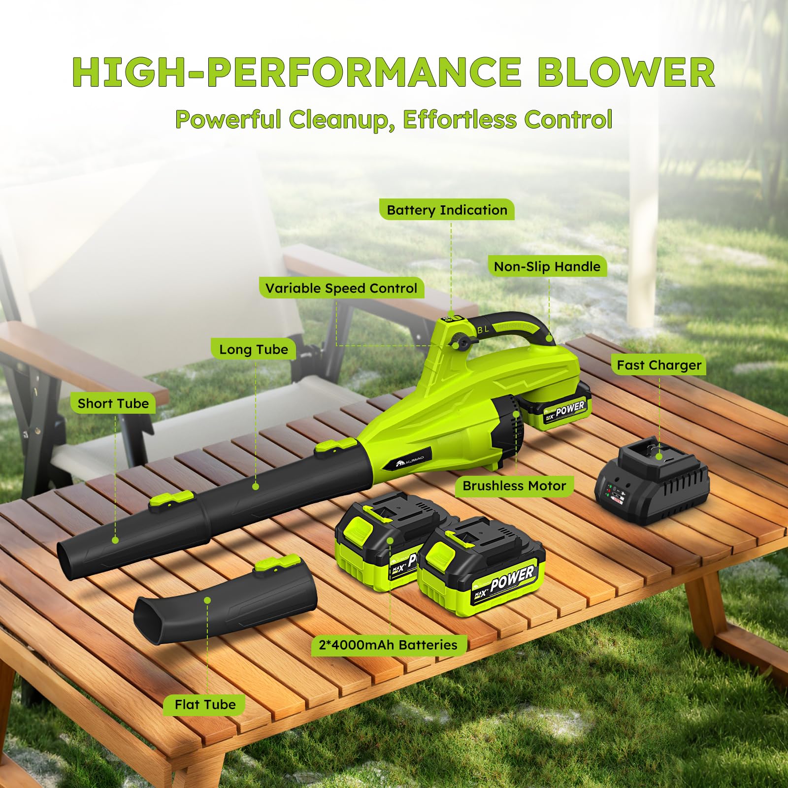 KJBAO in-use yard and patio scene demonstrates versatile cleanup.