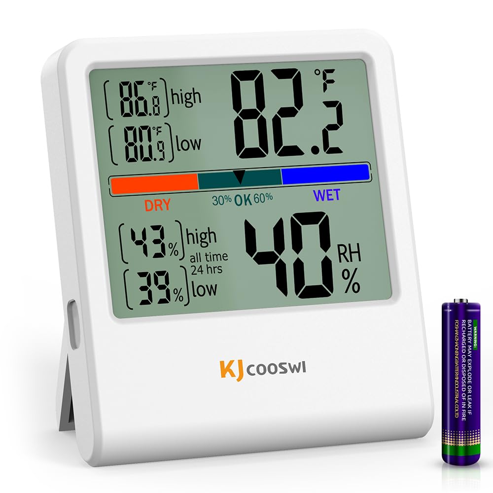 KJCOOSWI digital thermometer hygrometer display provides precise readings for quick room checks.