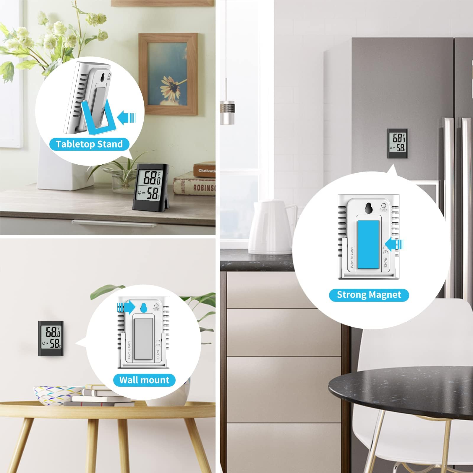KJCOOSWI humidity gauge in a baby room for comfortable ambient monitoring.