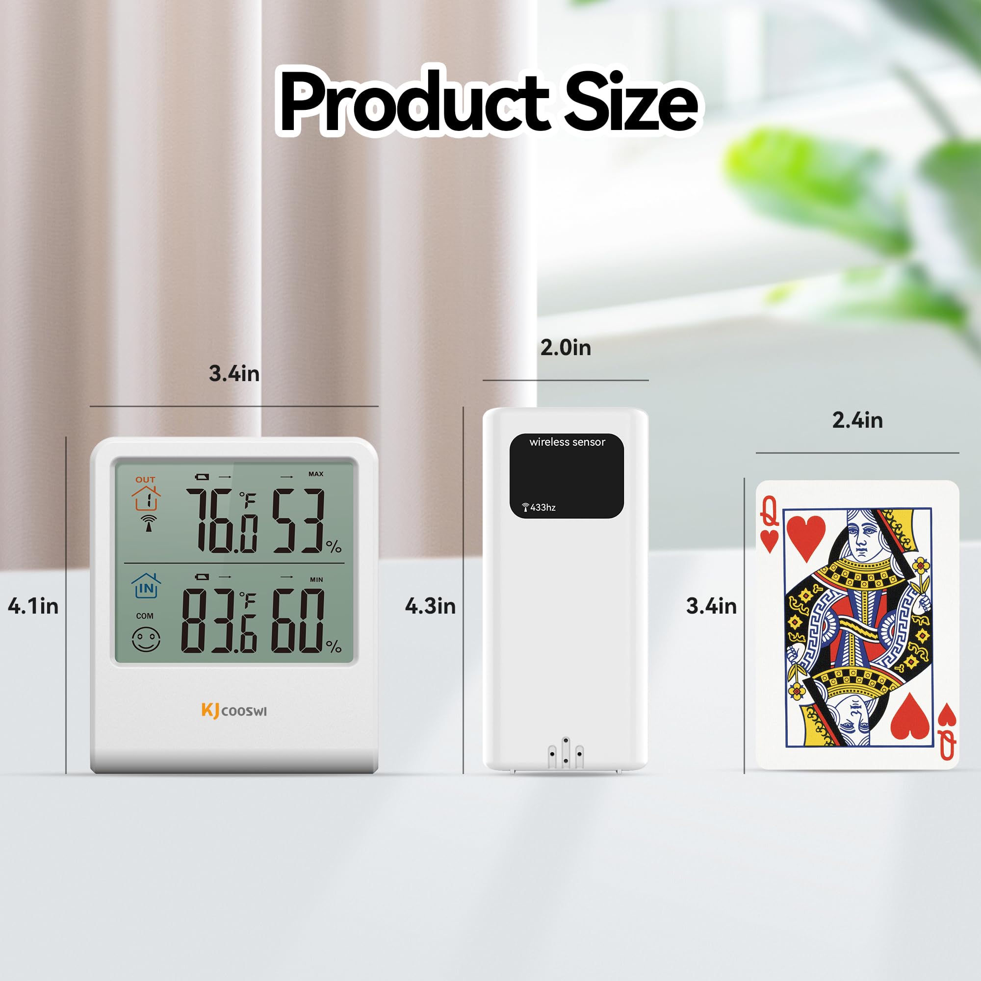 KJCOOSWI outdoor sensor with 328ft wireless range for flexible placement