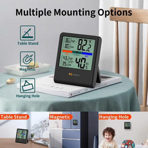 KJCOOSWI versatile mounting: wall, desk, or magnetic surface.