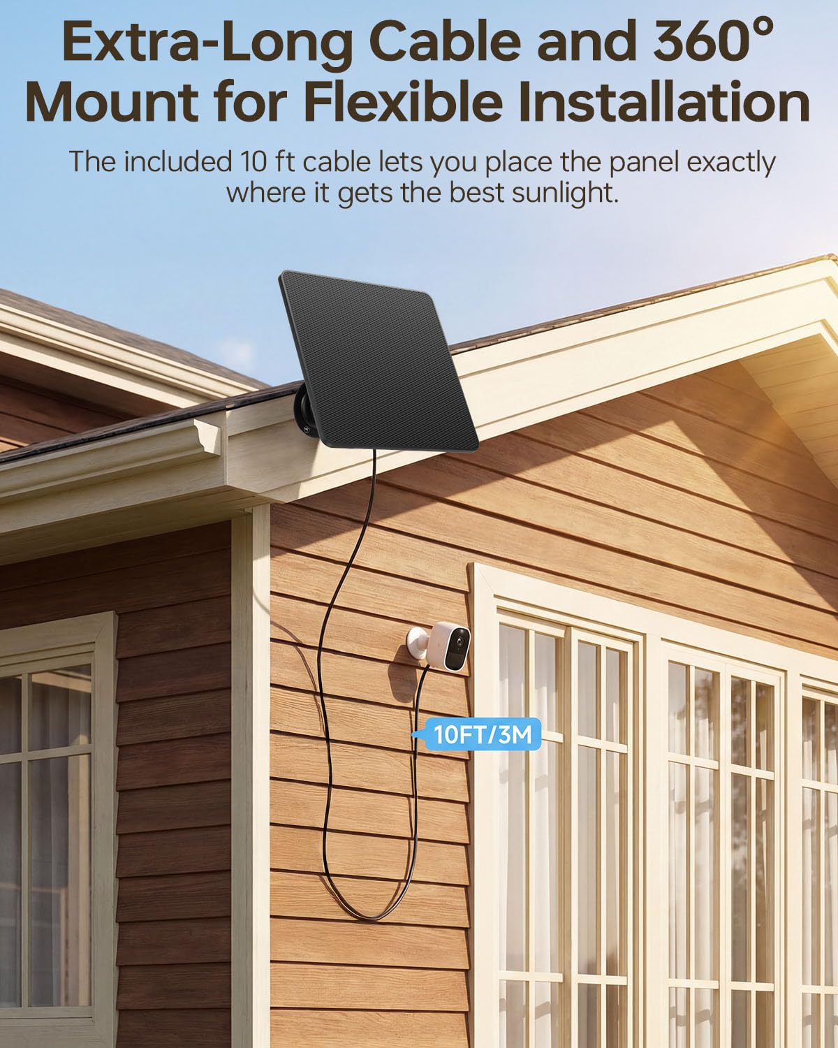KJK 6W solar panel with 360° mount offers flexible positioning for optimal sun