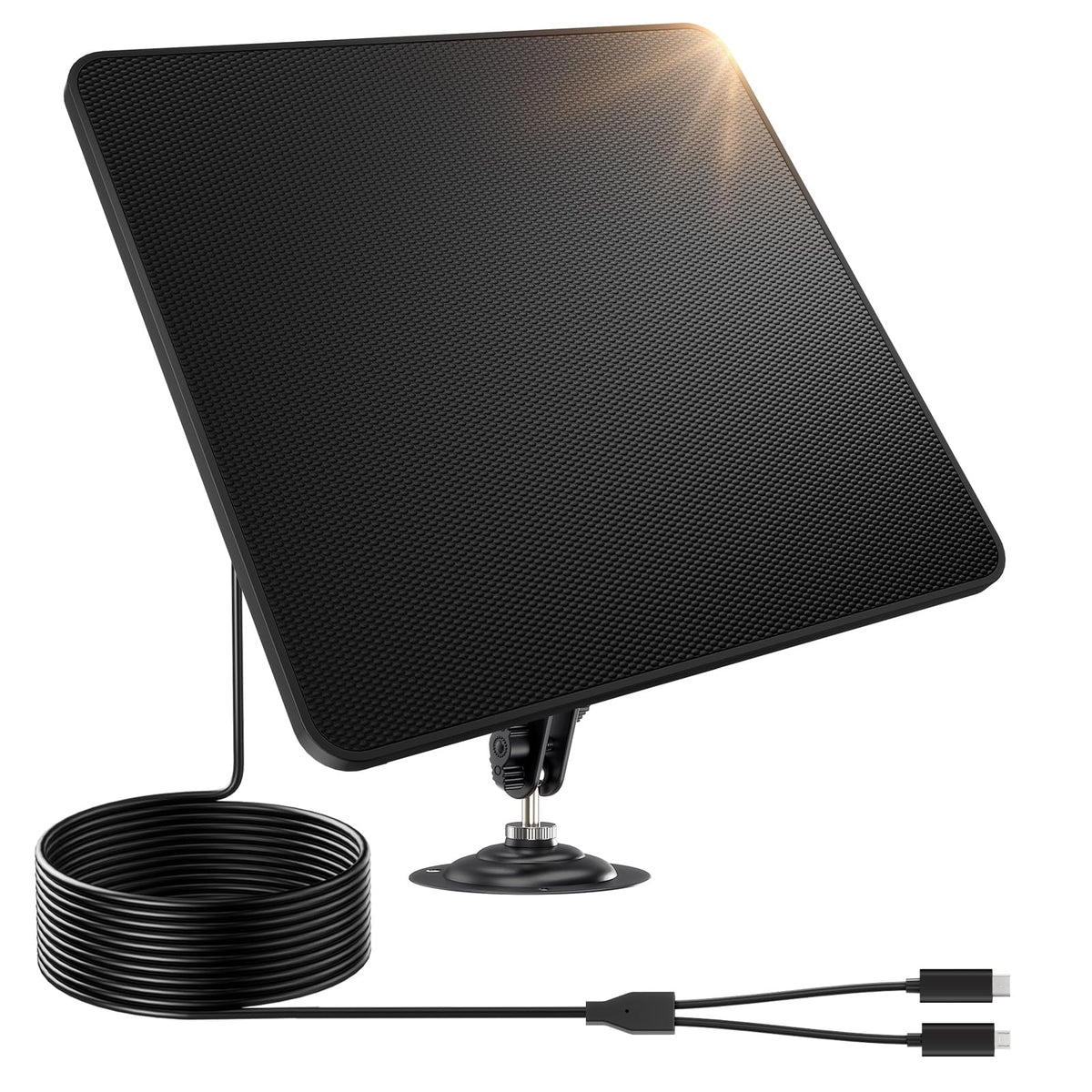 KJK 6W solar panel on outdoor wall mount powering security cameras with daylight exposure