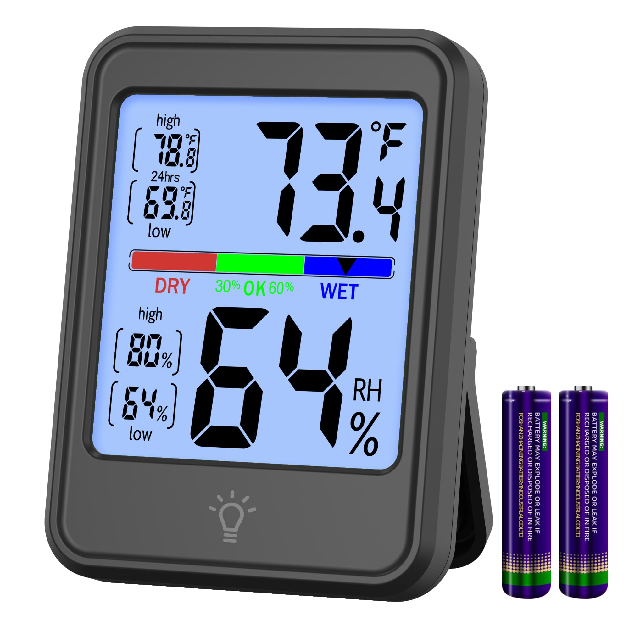 KJMOPRO digital thermometer hygrometer with backlit LCD for clear readings