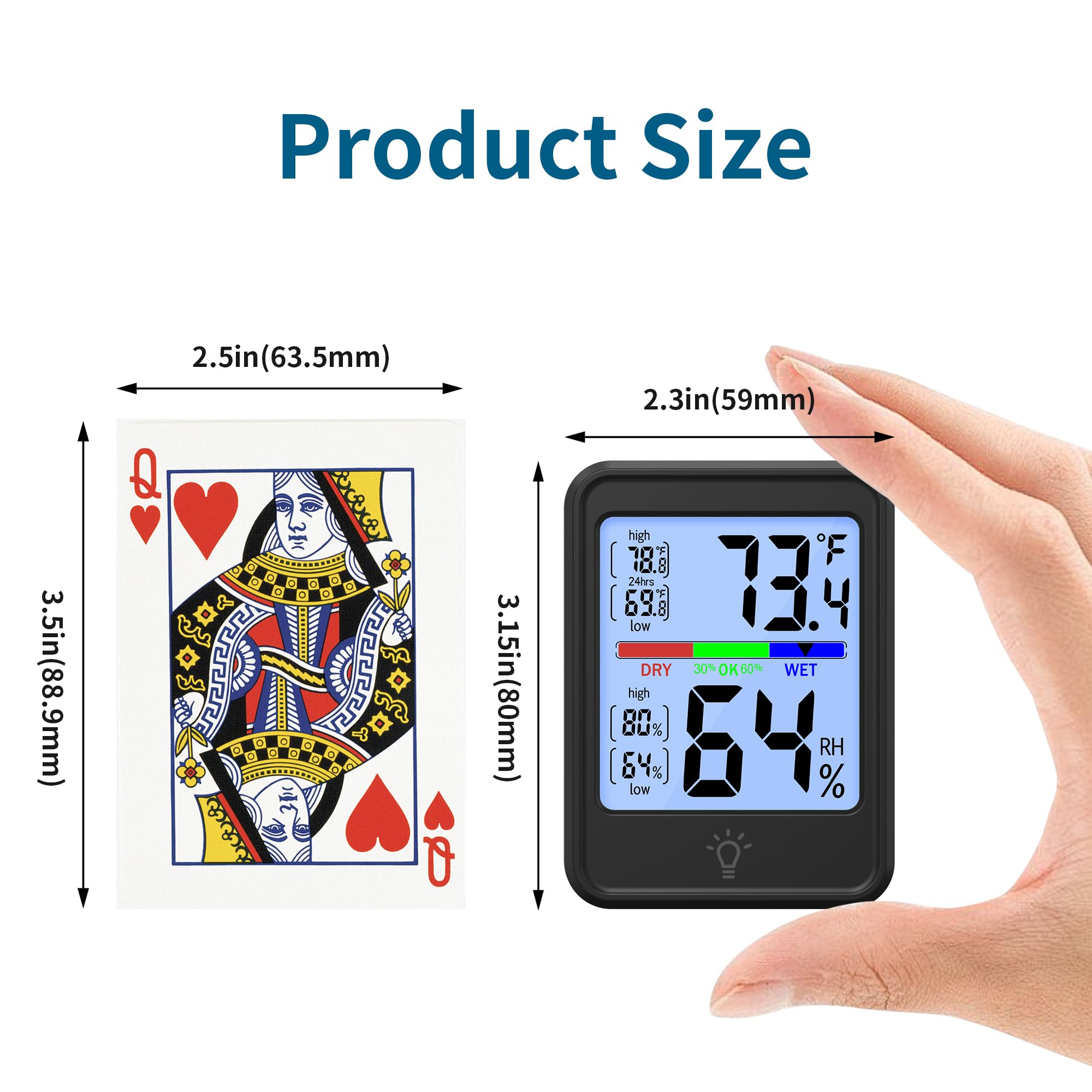 KJMOPRO indoor temperature humidity monitor mounted on wall for easy monitoring