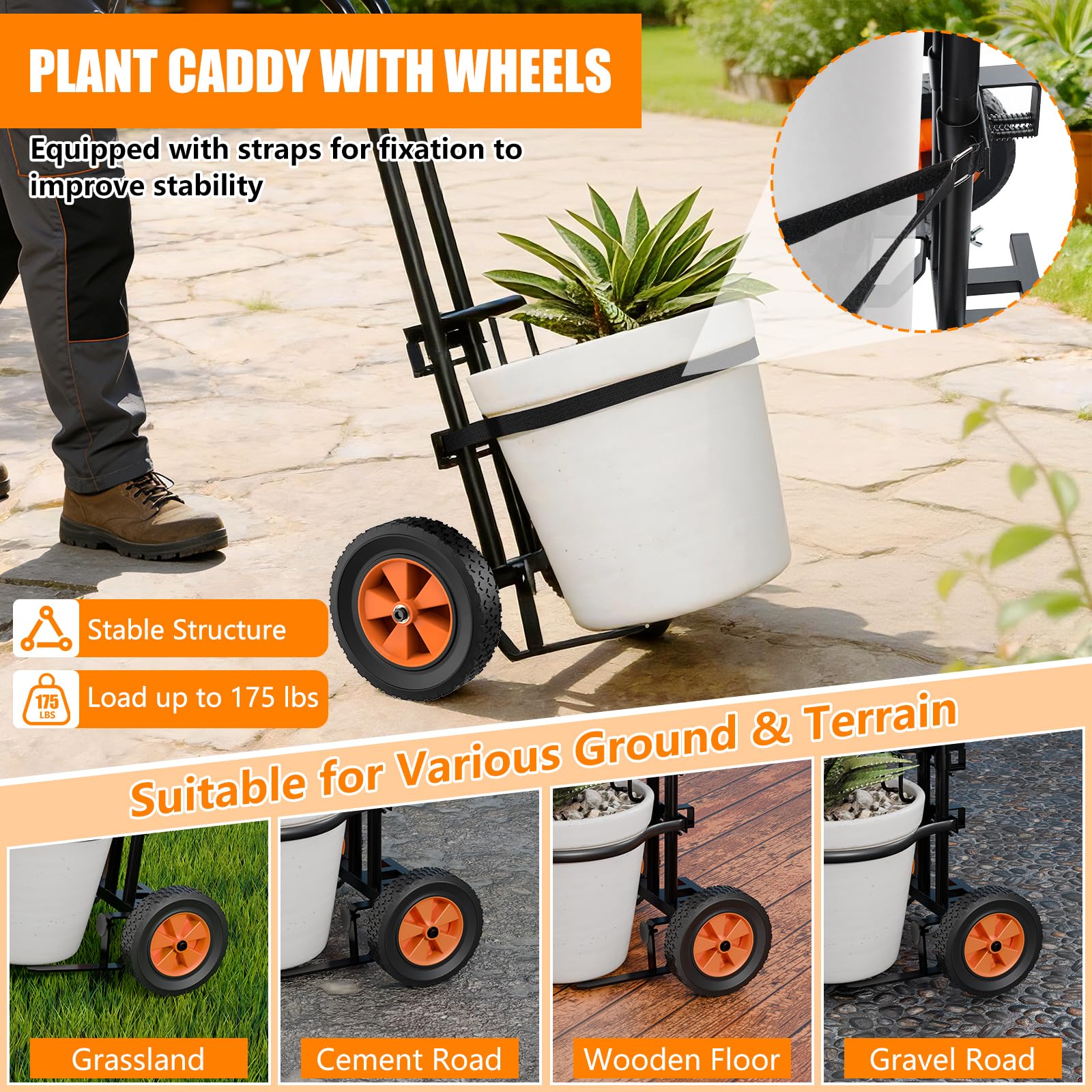 KJX plant caddy base width adjusts to fit different pot sizes