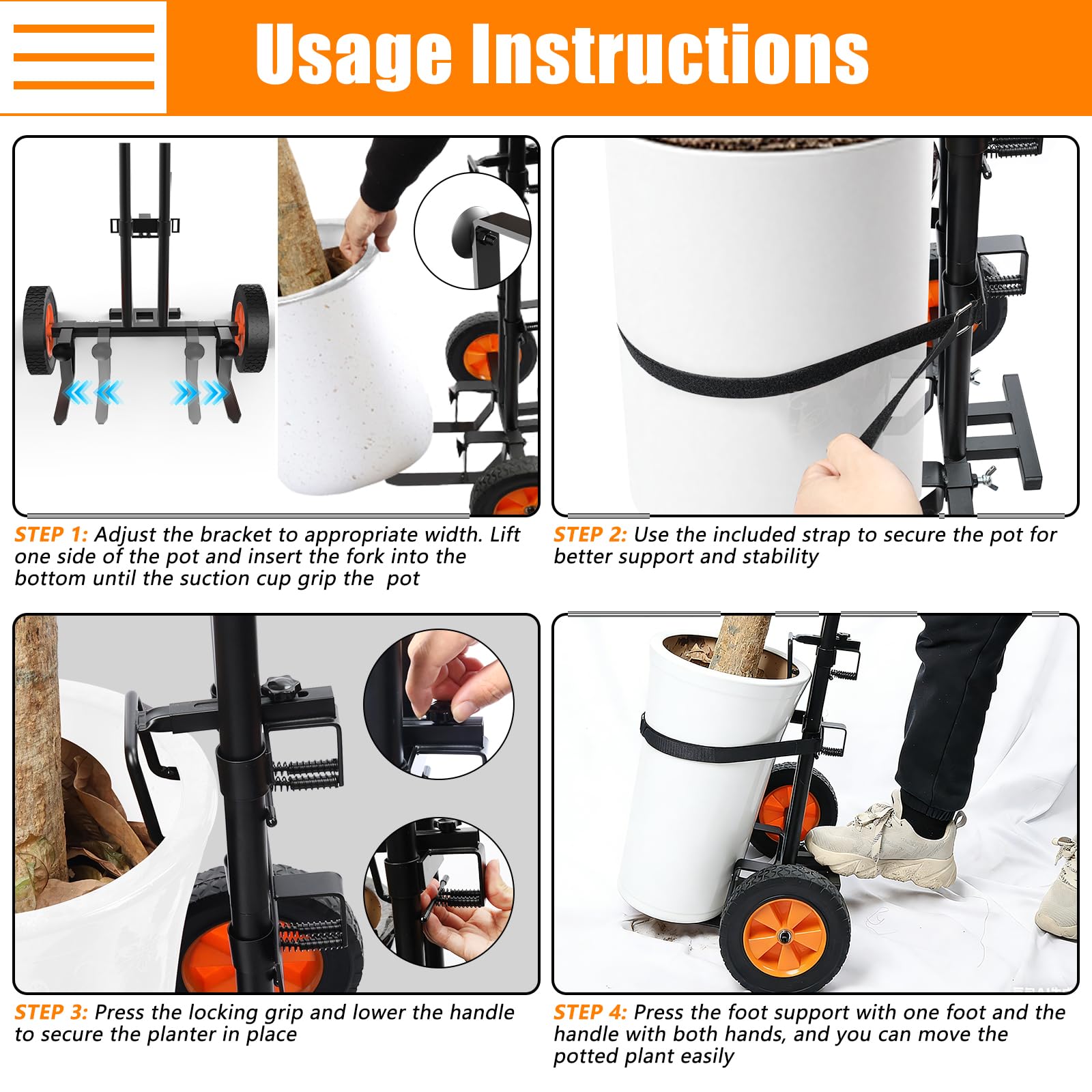 KJX plant caddy wheels move smoothly across grass and concrete