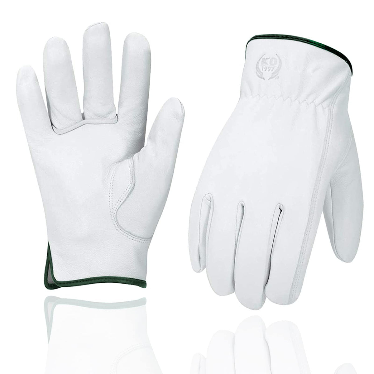 KKOYING leather work gloves offering dexterity for precise gardening and tool use.