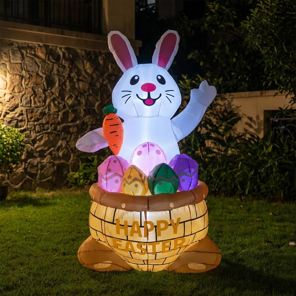 KKZACONL 6ft easter bunny yard decor brightening front lawn and garden.