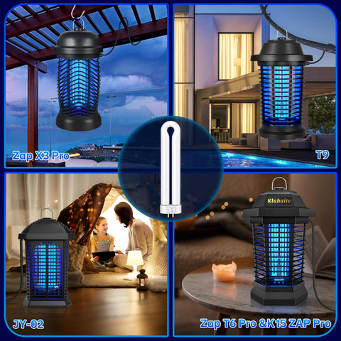 365nm blue light from Klahaite bulb attracts flying insects toward the zapper.