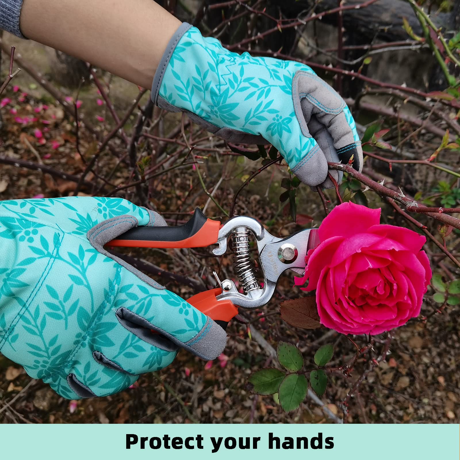 KLDOLLAR leather garden gloves offer puncture resistance for thorny tasks.