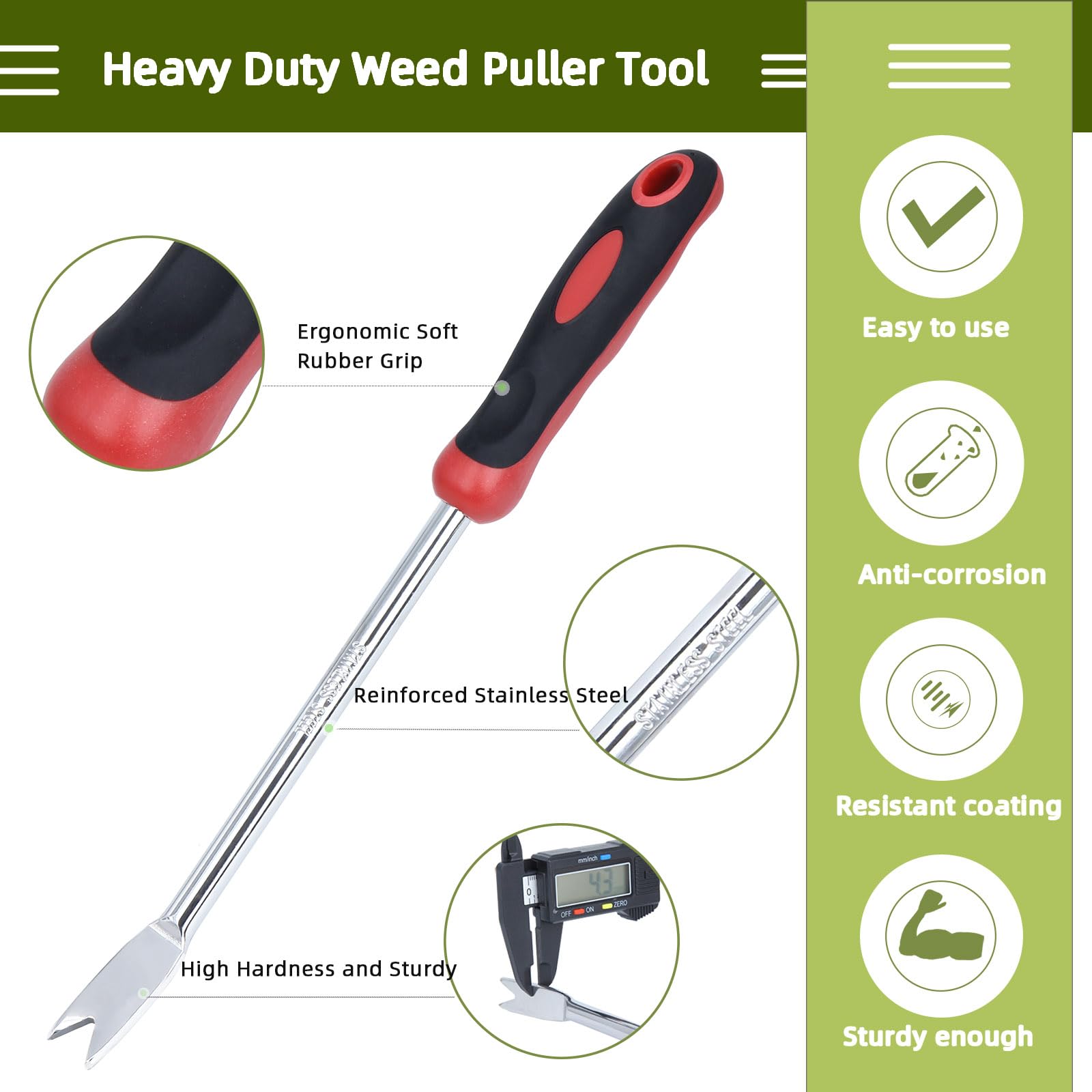 KLDOLLAR V-shaped fork weed remover for pushing, pulling, and digging weeds