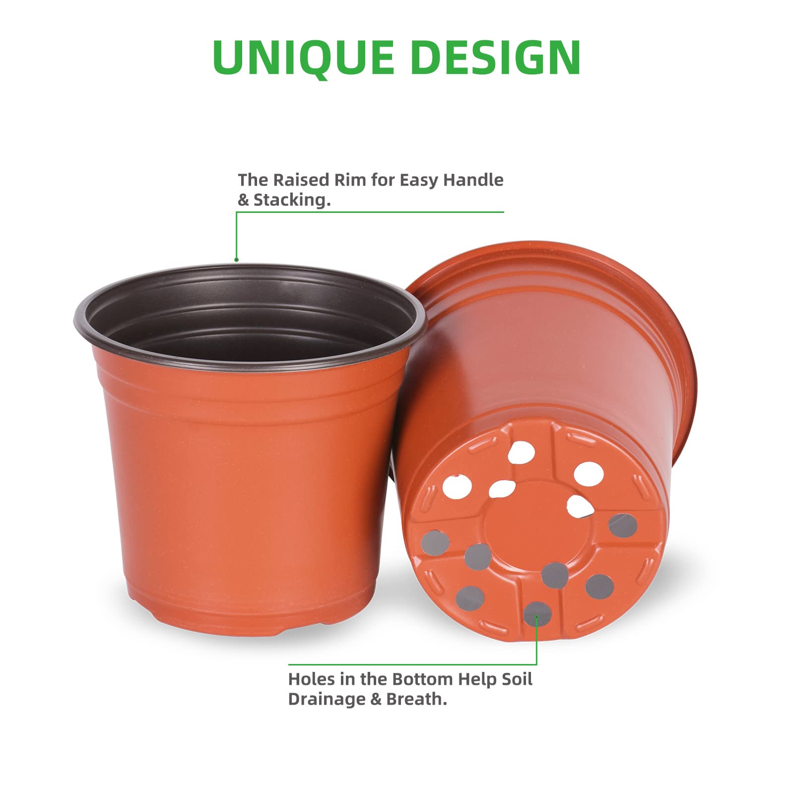 Kleeblatt plastic pot inside close up highlighting flexible yet durable material.