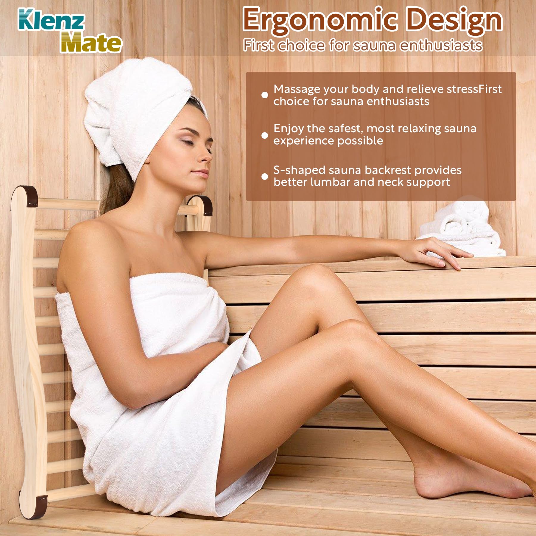 KlenzMate infrared sauna backrest keeps back away from heaters