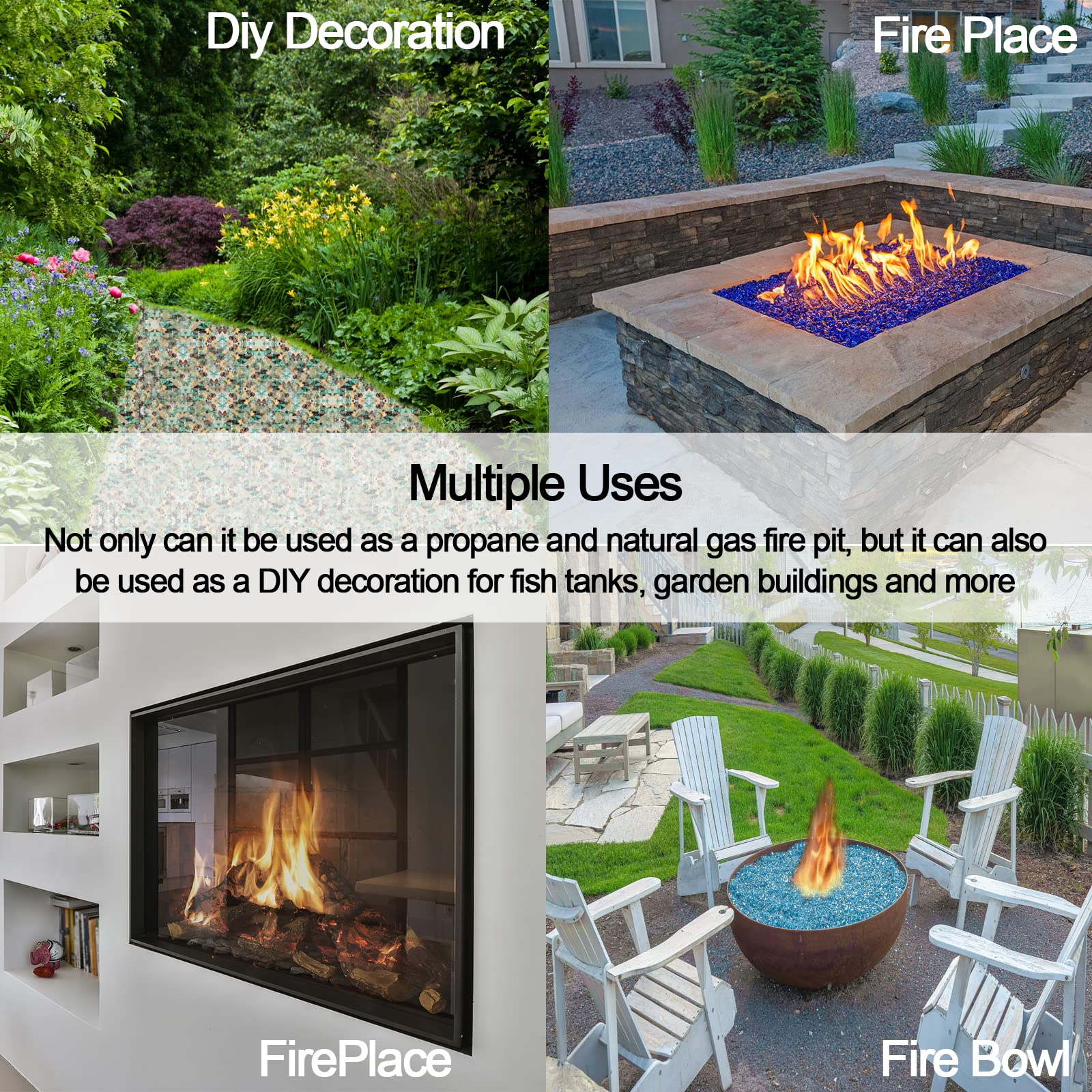 Kleuete Pacific Blue backyard landscaping glass enhances color and warmth.
