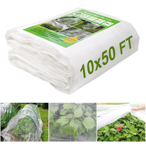 KLEWEE 10x50 ft garden netting covers large beds to deter birds.