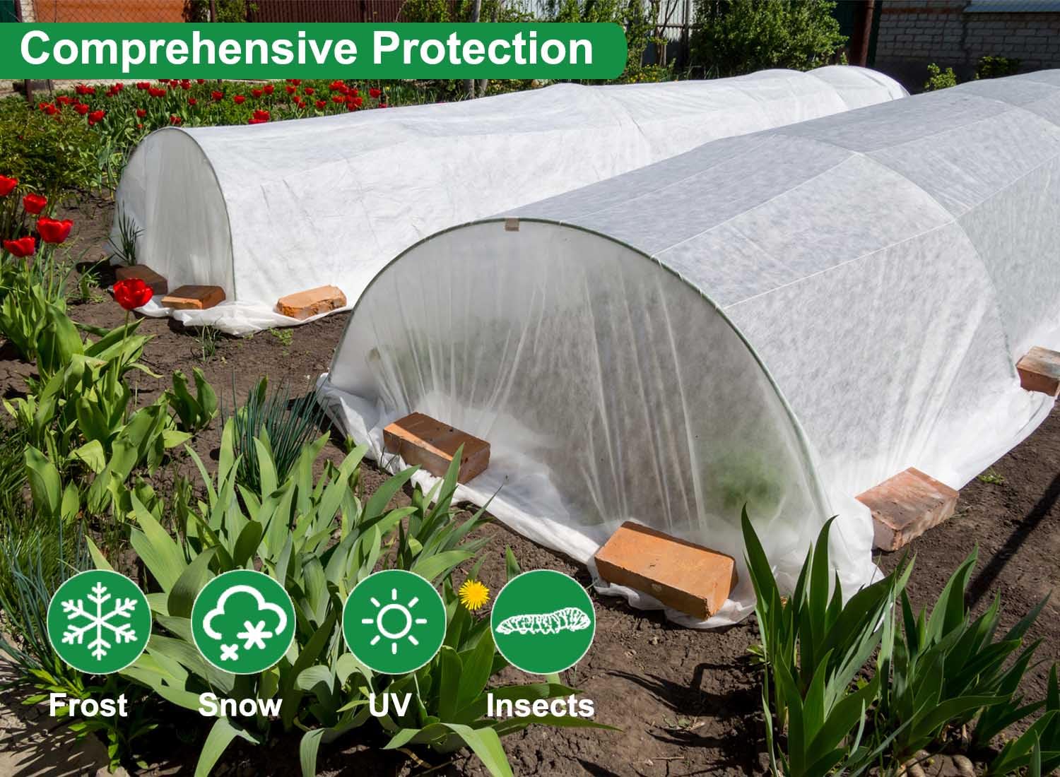 KLEWEE floating hoop setup over garden beds supports airflow and growth
