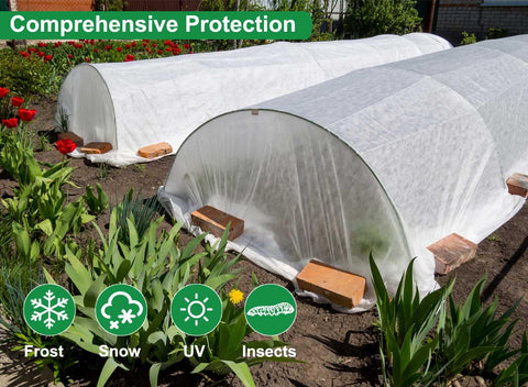 KLEWEE floating hoop setup over garden beds supports airflow and growth