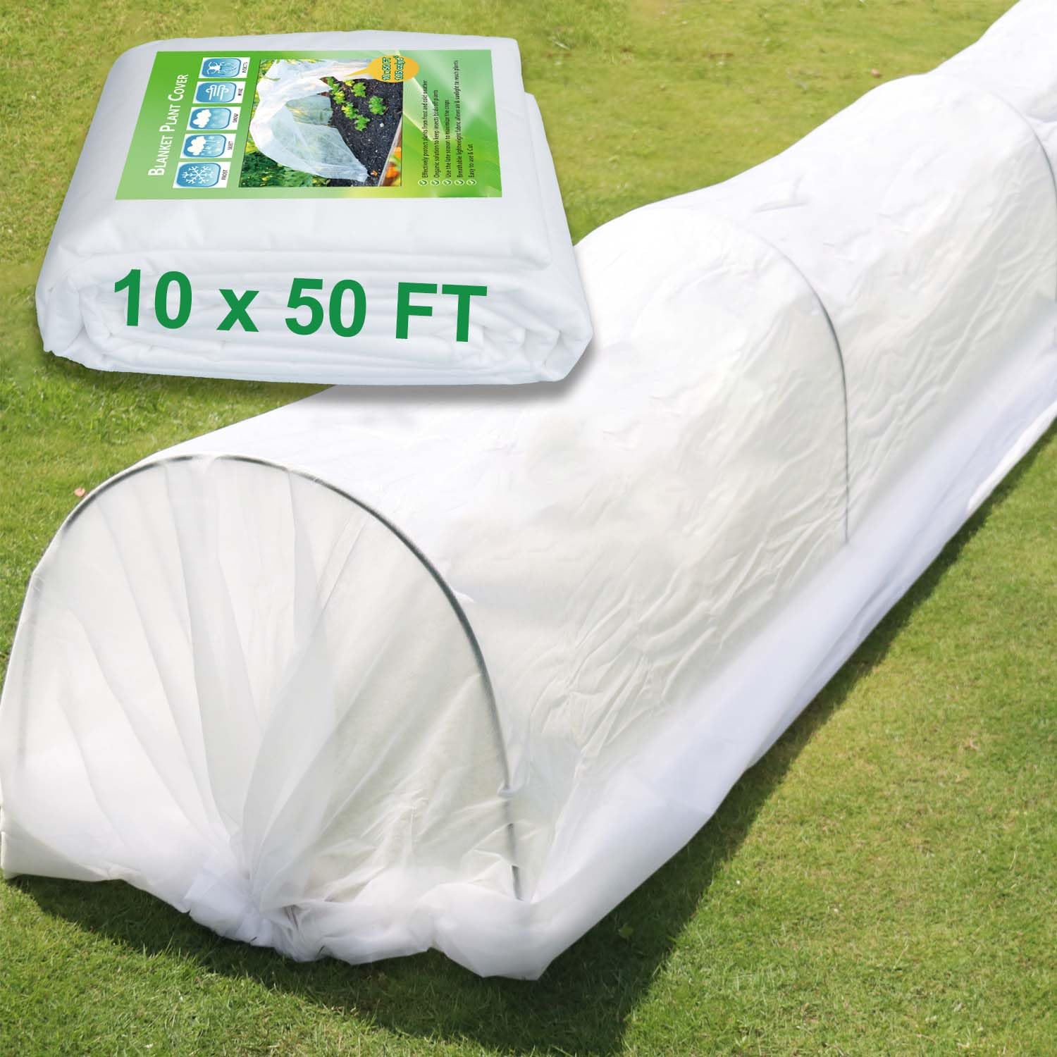 KLEWEE plant covers over a 10x50 ft bed protect outdoor plants from frost