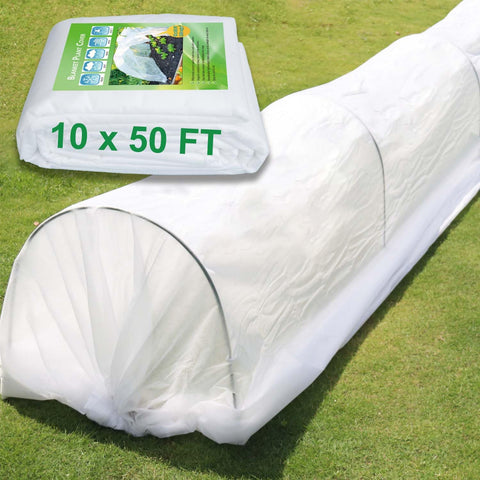 KLEWEE plant covers over a 10x50 ft bed protect outdoor plants from frost