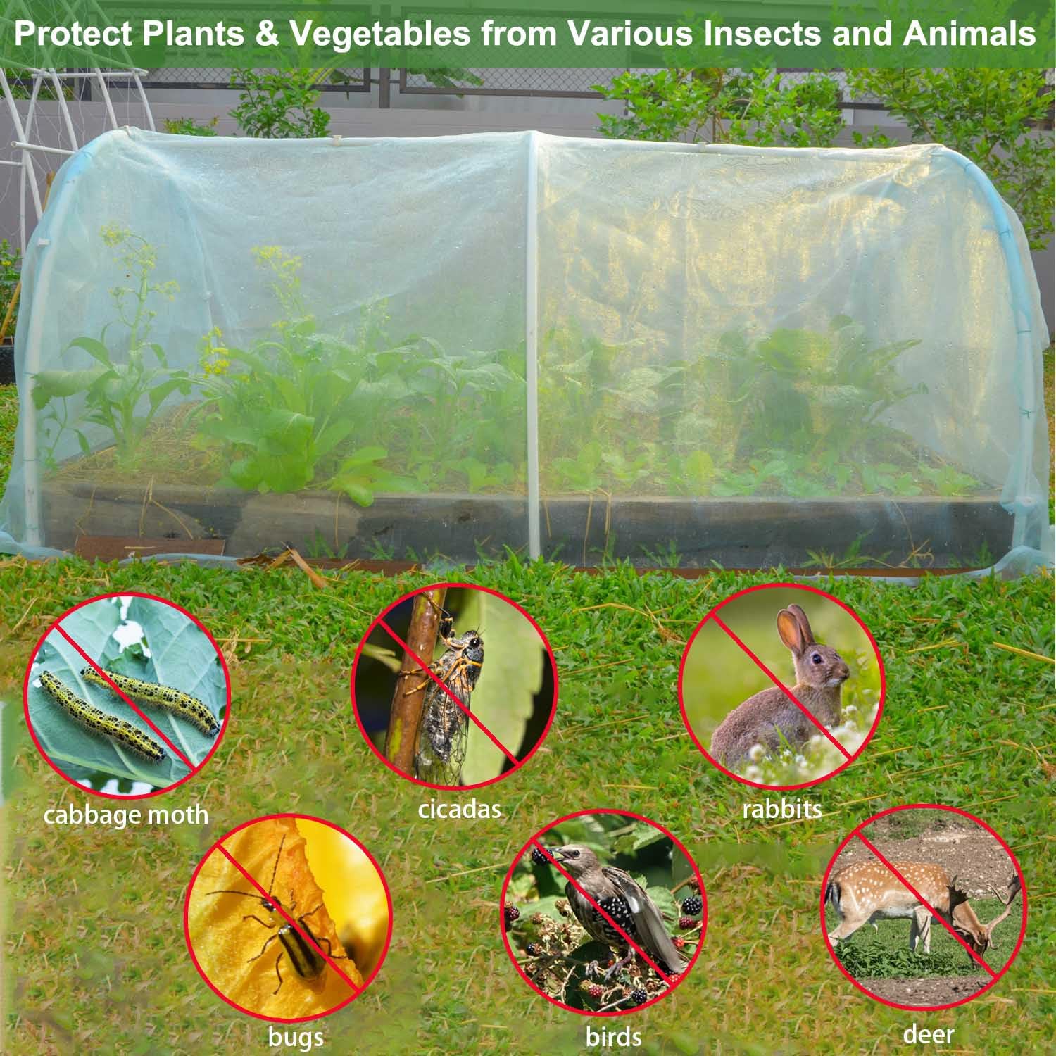 KLEWEE ultra-fine 0.8mm mesh lets sun and rain through while safeguarding plants.